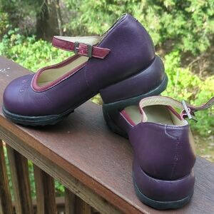 Purple John Fluevog Mary Jane Shoes with Pink Strap